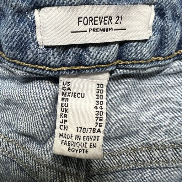 Forever 21 Jean Shorts Women 30 Cut Off Denim Frayed Hem High Rise Waist Blue - Picture 6 of 8